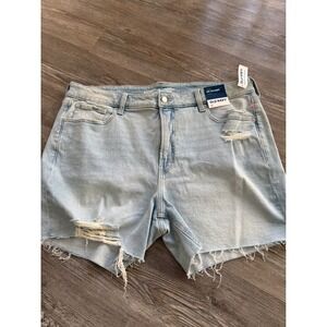 OLD NAVY Womens OG Straight High Rise Denim Shorts Light Wash Distressed Size 18